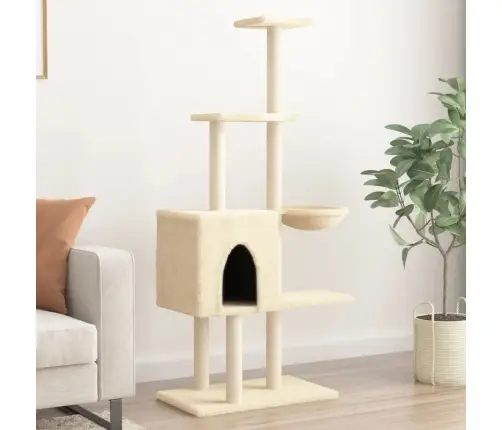 Kassimaja Sisalköitega Kraapimispuuga, Kreemjas, 145 Cm