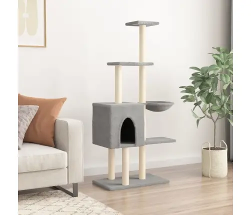 Kaķu Māja Ar Sizala Stabiem Nagu Asināšanai, 145 Cm, Pelēka Vidaxl