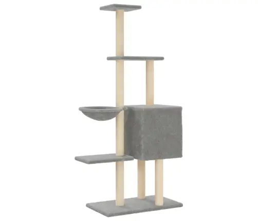 Kaķu Māja Ar Sizala Stabiem Nagu Asināšanai, 145 Cm, Pelēka Vidaxl