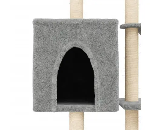 Kaķu Māja Ar Sizala Stabiem Nagu Asināšanai, 145 Cm, Pelēka Vidaxl