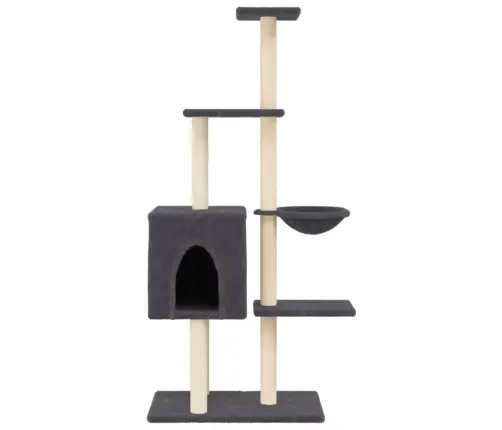 Kaķu Māja Ar Sizala Stabiem Nagu Asināšanai, 145 Cm, Pelēka Vidaxl