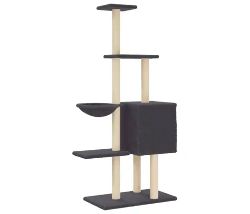 Kaķu Māja Ar Sizala Stabiem Nagu Asināšanai, 145 Cm, Pelēka Vidaxl