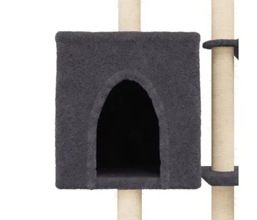 Kaķu Māja Ar Sizala Stabiem Nagu Asināšanai, 145 Cm, Pelēka Vidaxl