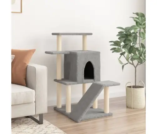 Kaķu Māja Ar Sizala Stabiem Nagu Asināšanai, 97 Cm, Pelēka Vidaxl