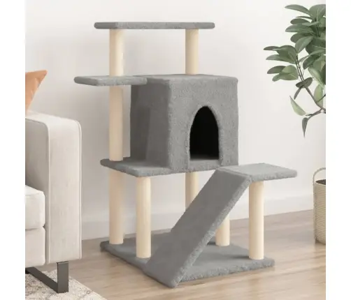 Kaķu Māja Ar Sizala Stabiem Nagu Asināšanai, 97 Cm, Pelēka Vidaxl