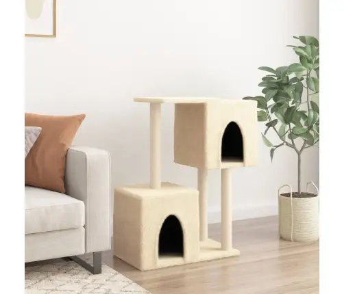 Kaķu Māja Ar Sizala Stabiem Nagu Asināšanai, 86 Cm, Krēmkrāsas Vidaxl