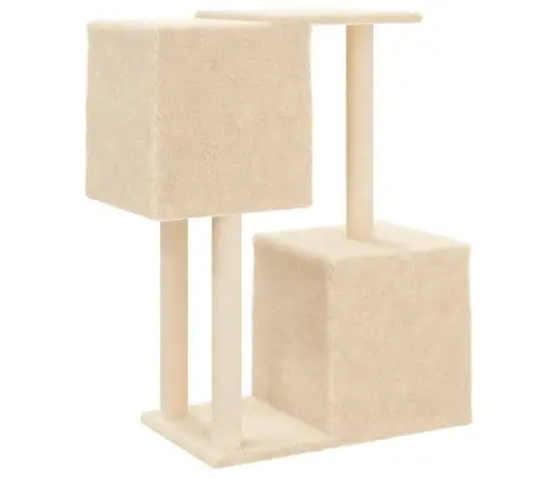 Kaķu Māja Ar Sizala Stabiem Nagu Asināšanai, 86 Cm, Krēmkrāsas Vidaxl