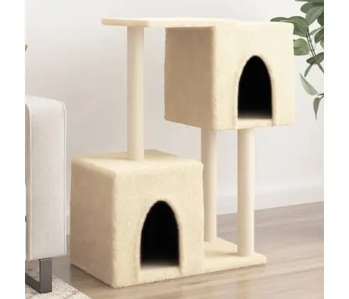 Kaķu Māja Ar Sizala Stabiem Nagu Asināšanai, 86 Cm, Krēmkrāsas Vidaxl