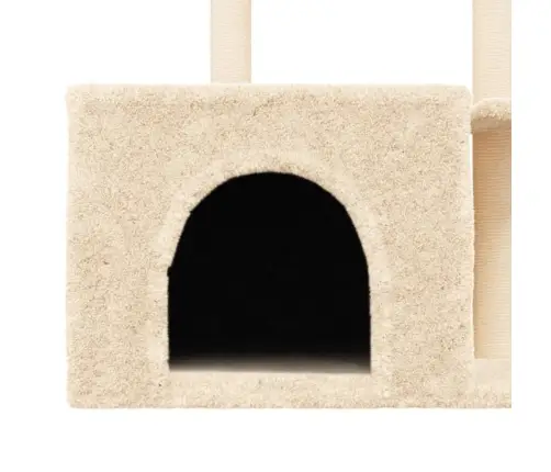 Kaķu Māja Ar Sizala Stabiem Nagu Asināšanai, 110 Cm, Krēmkrāsas Vidaxl