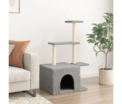 Kaķu Māja Ar Sizala Stabiem Nagu Asināšanai, 110 Cm, Pelēka Vidaxl