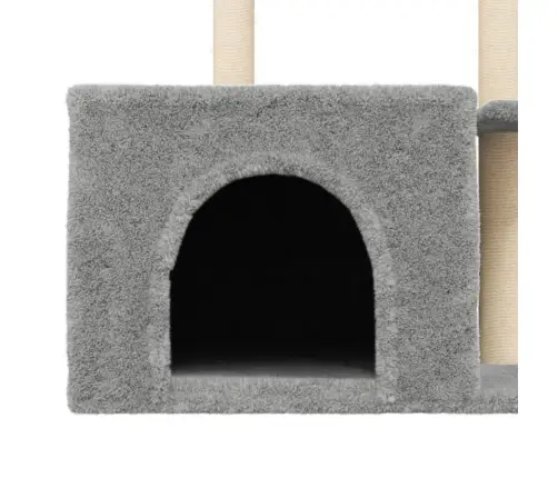 Kaķu Māja Ar Sizala Stabiem Nagu Asināšanai, 110 Cm, Pelēka Vidaxl