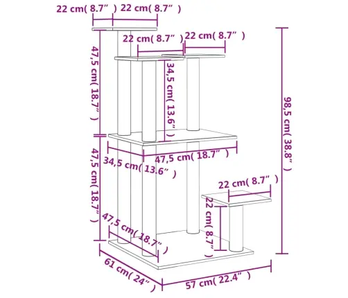 Nagu Asināšanas Stabi Ar Platformām, Krēmkrāsas, 98,5 Cm Vidaxl