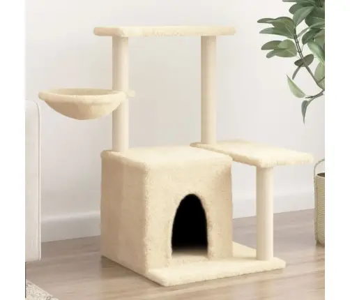 Kassimaja Sisalköitega Kraapimispuuga, Kreemjas, 83 Cm