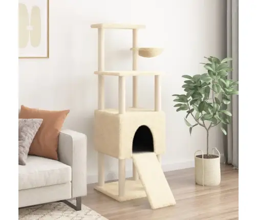 Kassimaja Sisalköitega Kraapimispuuga, Kreemjas, 153 Cm