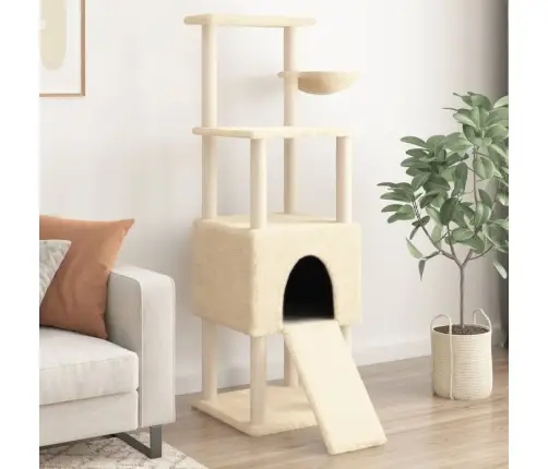 Kassimaja Sisalköitega Kraapimispuuga, Kreemjas, 153 Cm