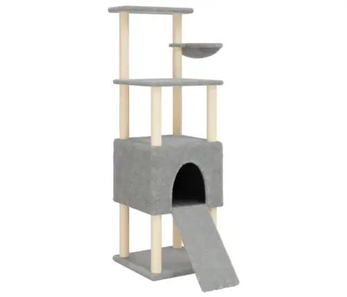 Kaķu Māja Ar Sizala Stabiem Nagu Asināšanai, 153 Cm, Pelēka Vidaxl