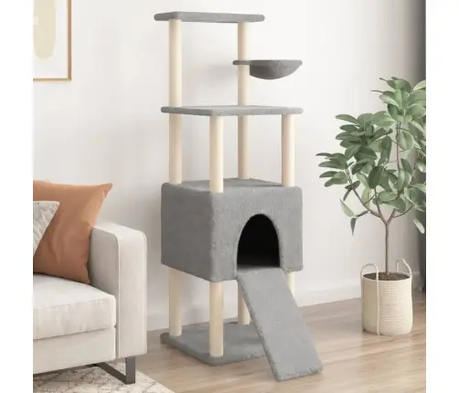 Kaķu Māja Ar Sizala Stabiem Nagu Asināšanai, 153 Cm, Pelēka Vidaxl