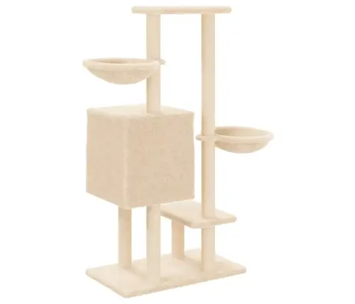 Kaķu Māja Ar Sizala Stabiem Nagu Asināšanai, 117 Cm, Krēmkrāsas Vidaxl