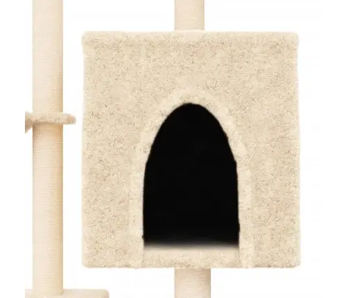 Kaķu Māja Ar Sizala Stabiem Nagu Asināšanai, 117 Cm, Krēmkrāsas Vidaxl