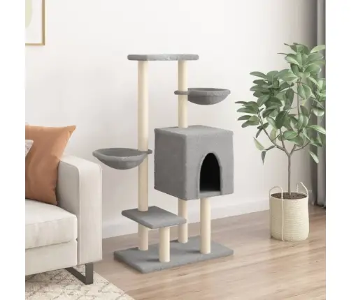 Kaķu Māja Ar Sizala Stabiem Nagu Asināšanai, 117 Cm, Pelēka Vidaxl