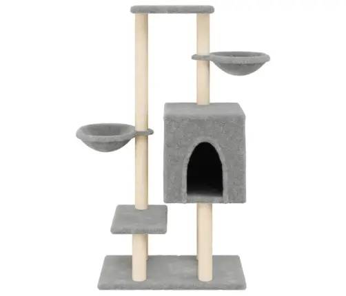 Kaķu Māja Ar Sizala Stabiem Nagu Asināšanai, 117 Cm, Pelēka Vidaxl