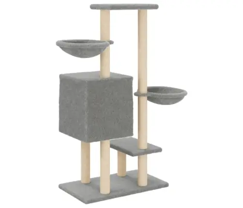 Kaķu Māja Ar Sizala Stabiem Nagu Asināšanai, 117 Cm, Pelēka Vidaxl