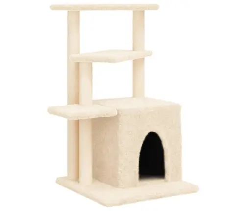 Kaķu Māja Ar Sizala Stabiem Nagu Asināšanai, 83,5 Cm, Bēša Vidaxl