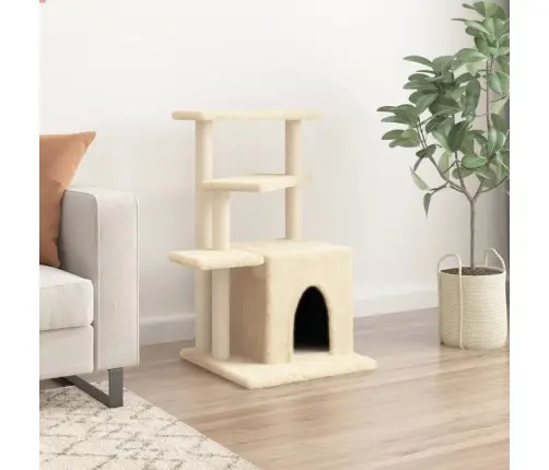 Kaķu Māja Ar Sizala Stabiem Nagu Asināšanai, 83,5 Cm, Bēša Vidaxl