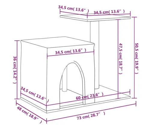 Kassimaja Sisalköitega Kraapimispostidega, Kreemjas, 50,5 Cm