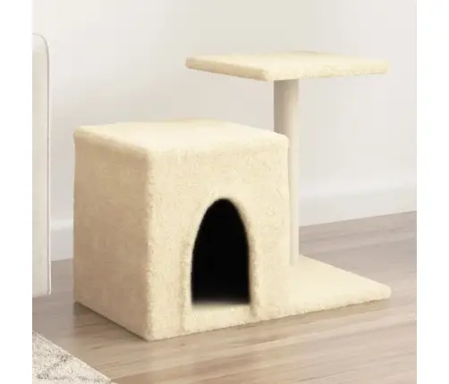 Kassimaja Sisalköitega Kraapimispostidega, Kreemjas, 50,5 Cm