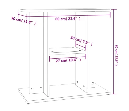 Akvārija Statīvs, Pelēka Ozola, 60X30X60 Cm, Inženierijas Koks Vidaxl