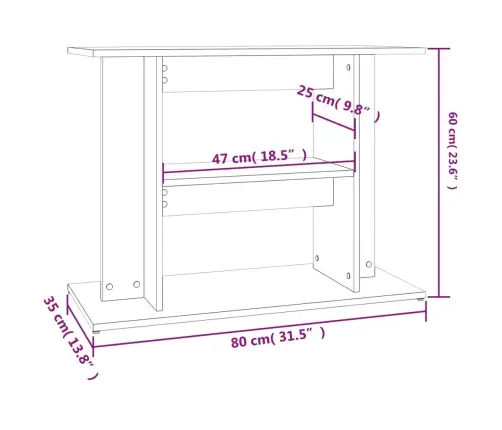 Akvariumo Stovas, Betono Pilkas, 80X35X60cm Inžinerinė Mediena