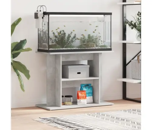 Akvariumo Stovas, Betono Pilkas, 80X35X60cm Inžinerinė Mediena