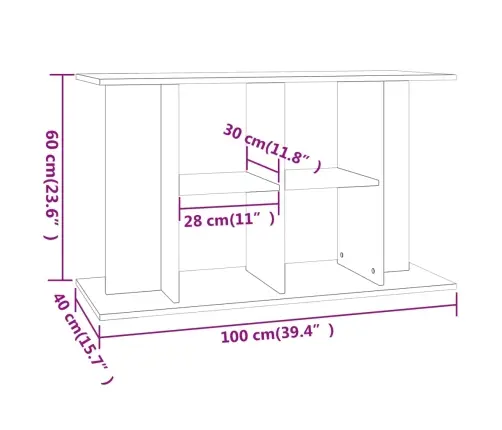 Akvaariumi Alus, Suitsutatud Tamm, 100 X 40 X 60 cm Tehispuit