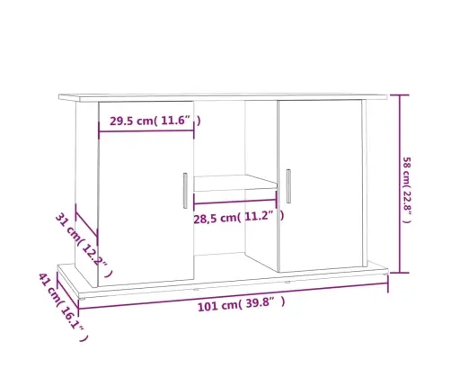Akvariumo Stovas, Betono Pilkas, 101X41X58cm Inžinerinė Mediena