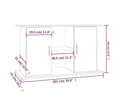 Akvaariumi Alus, Pruun Tamm, 101 X 41 X 58 cm Tehispuit