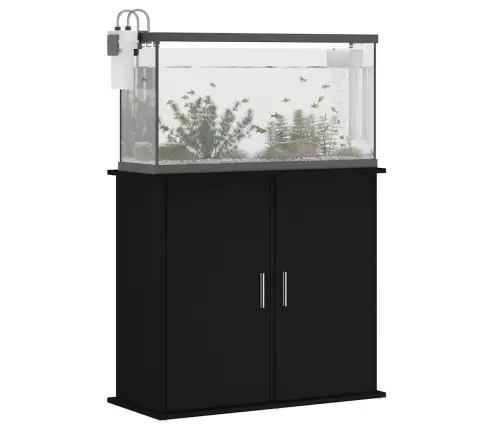 Akvariumo Stovas, Juodos Spalvos, 81X36X73cm Apdirbta Mediena
