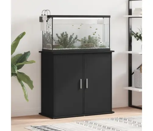 Akvariumo Stovas, Juodos Spalvos, 81X36X73cm Apdirbta Mediena