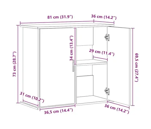 Akvaariumialus Sonoma Tamm 81 X 36 X 73 Cm Töödeldud Puit