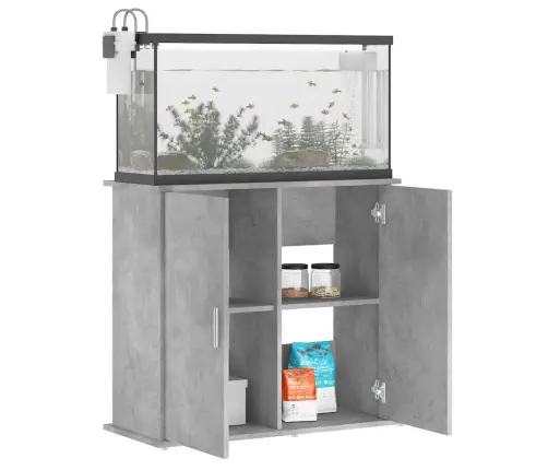 Akvariumo Stovas, Betono Pilkas, 81X36X73cm Inžinerinė Mediena