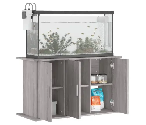 Akvariumo Stovas, Pilkas Ąžuolo, 101X41X58cm Apdirbta Mediena