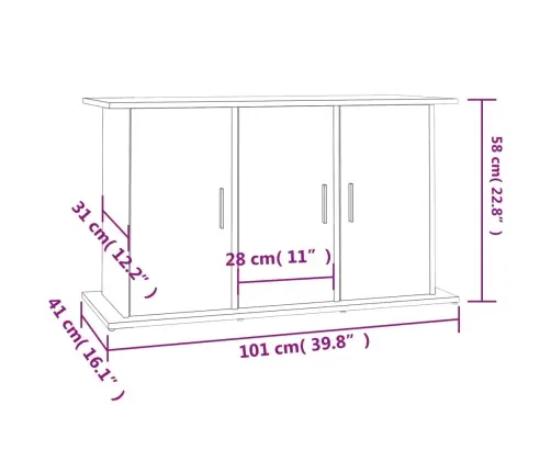 Akvariumo Stovas, Pilkas Ąžuolo, 101X41X58cm Apdirbta Mediena