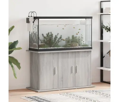 Akvariumo Stovas, Pilkas Ąžuolo, 101X41X58cm Apdirbta Mediena