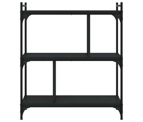 Grāmatu Plaukts, 3 Līmeņi, Melns, 76X32X88 Cm, Koks Vidaxl