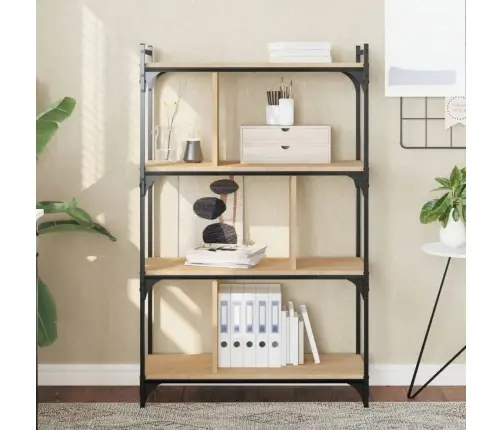 Raamaturiiul 4 Korrust, Sonoma Tamm, 76X32X123 cm Tehispuit