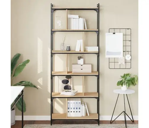 Raamaturiiul 6 Korrust, Sonoma Tamm, 76X32X192 cm Tehispuit