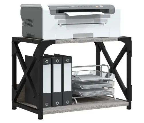 Printera Statīvs, 2 Līmeņi, Pelēks, 44X26X31,5 Cm, Koks Vidaxl
