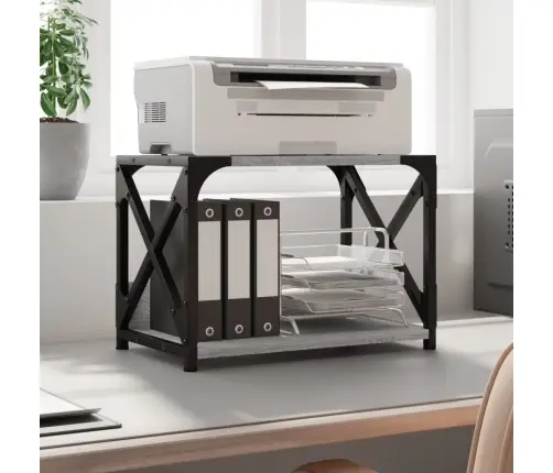 Printera Statīvs, 2 Līmeņi, Pelēks, 44X26X31,5 Cm, Koks Vidaxl