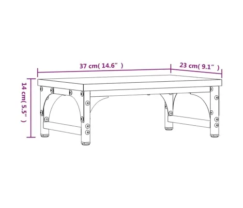 Monitora Paliktnis, Pelēks, 37X23X14 Cm, Inženierijas Koks Vidaxl