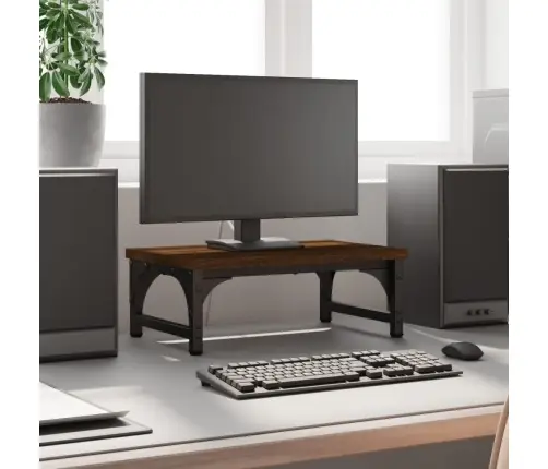 Monitoriaus Stovas, Rudas Ąžuolo, 37X23X14cm Apdirbta Mediena